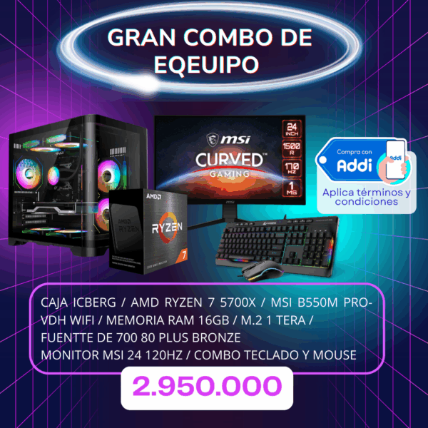 COMBO PC CON RYZEN 7 5700 X