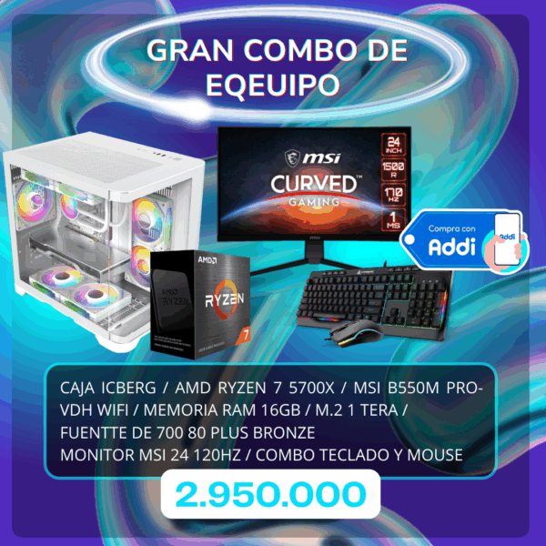COMBO EN PC CON CAJA ICBERG BLANCA