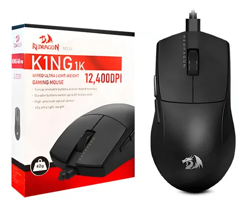 MOUSE REDRAGON KING 1K (M724) NEGRO Y BLANCO
