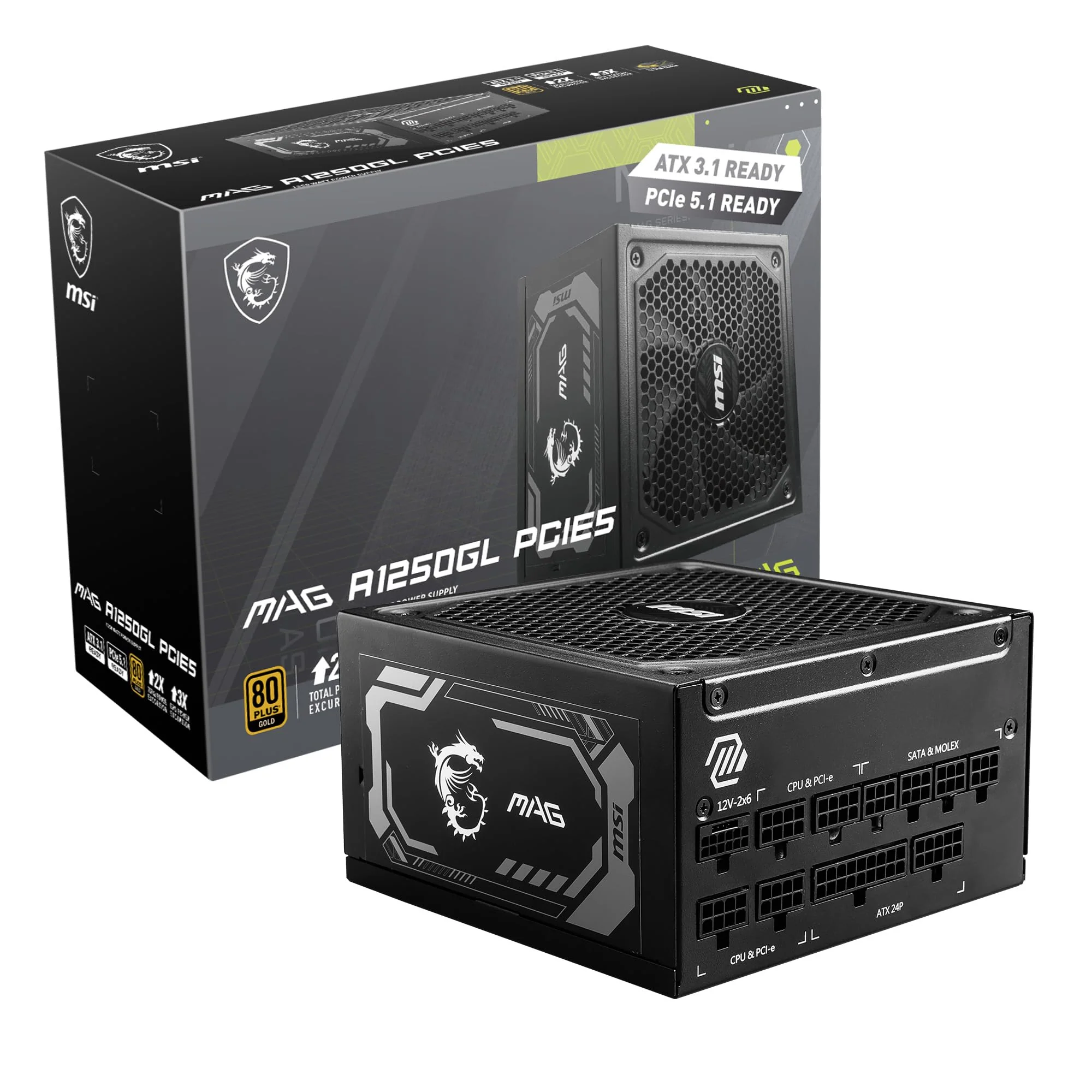 FuenteMSIMAGA1250GL1250Watts FUENTE MSI MAG A1250GL PCIE5 1250W 80 PLUS GOLD 950 - Imagen 1