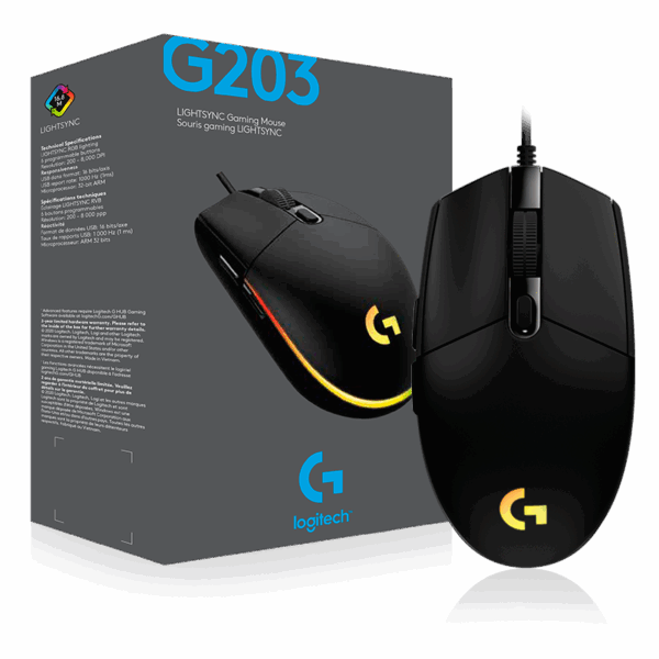 MOUSE LOGITECH LIGHTSYNC RGB (G203) NEGRO
