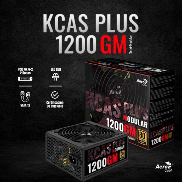 FUENTE AEROCOOL KCAS PLUS 1200W 80 PLUS GOLD MODULAR