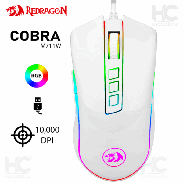 MOUSE REDRAGON COBRA RGB (M711W) BLANCO