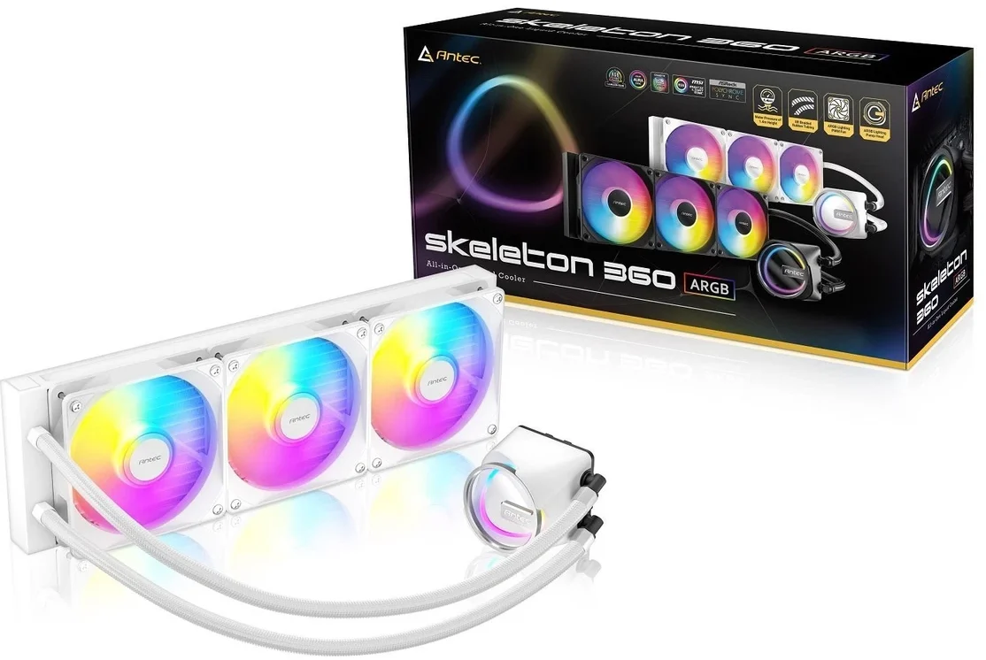 s-l1200 REFRIGERACION LIQUIDA ANTEC SKELETON 360 ARGB BLANCA - Imagen 1