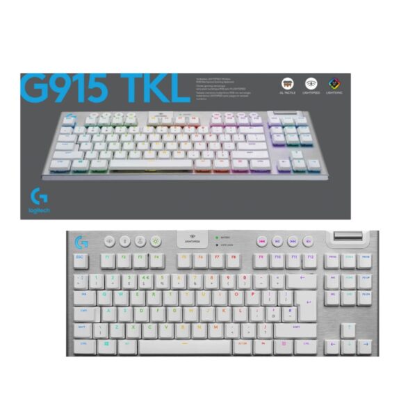 TECLADO MECANICO INALAMBRICO LOGITECH G915 TKL LIGHTSPEED RGB BLANCO