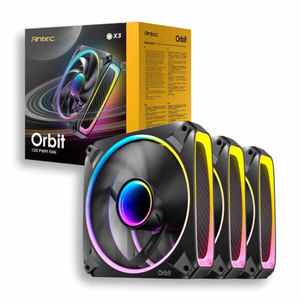 KIT VENTILADORES X3 ANTEC ORBIT 120 ARGB NEGRO