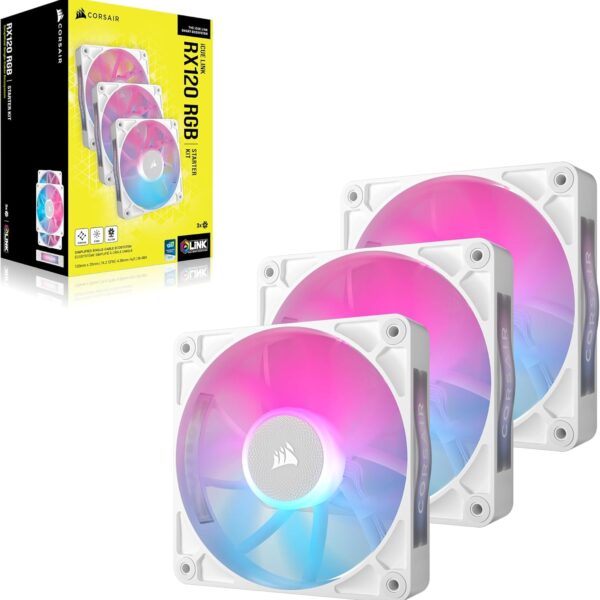 KIT VENTILADOR X3 CORSAIR ICUE LINK RX120 MAGNETICOS RGB BLANCOS