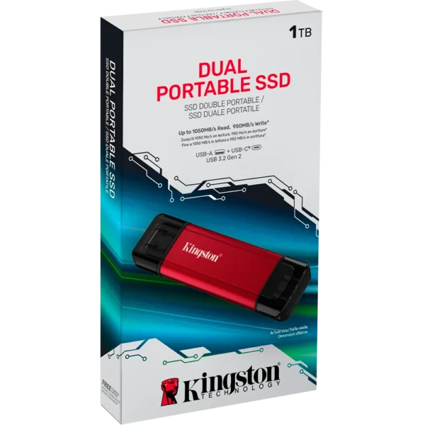 SSD EXTERNO KINGSTON DUAL PORTABLE 1TB USB-A USB-C