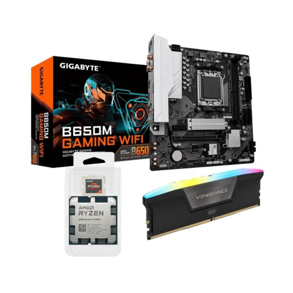 COMBO BOARD B650M + RYZEN 5 7600X + 16GB 6400MHZ CORSAIR RGB