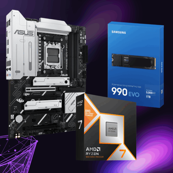 COMBO BOARD ASUS X870-P + RYZEN 7 9850X3D + DISCO M.2 1TB
