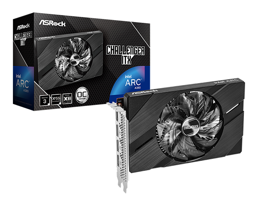 A380 TARJETA DE VIDEO ASROCK CHALLENGER INTEL ARC A380 ITX 8GB OC - Imagen 1