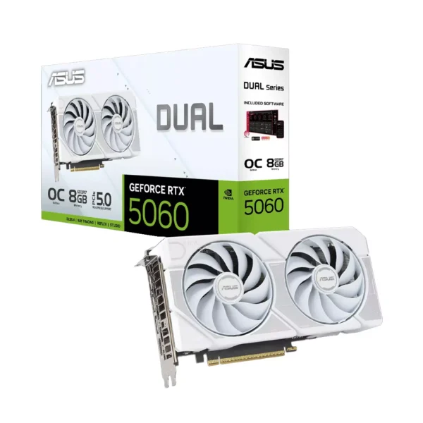TARJETA DE VIDEO ASUS DUAL RTX 5060 8GB OC BLANCA Y NEGRA