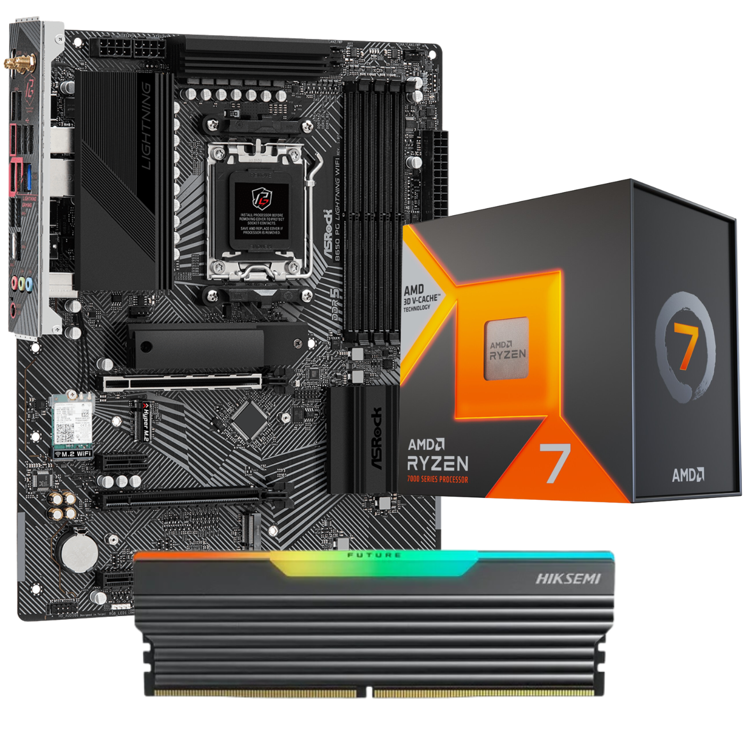 COMBO BOARD ASROCK B650M + RYZEN 7 7800X3D + RAM 16GB 6000MHZ HIKSEMI RGB