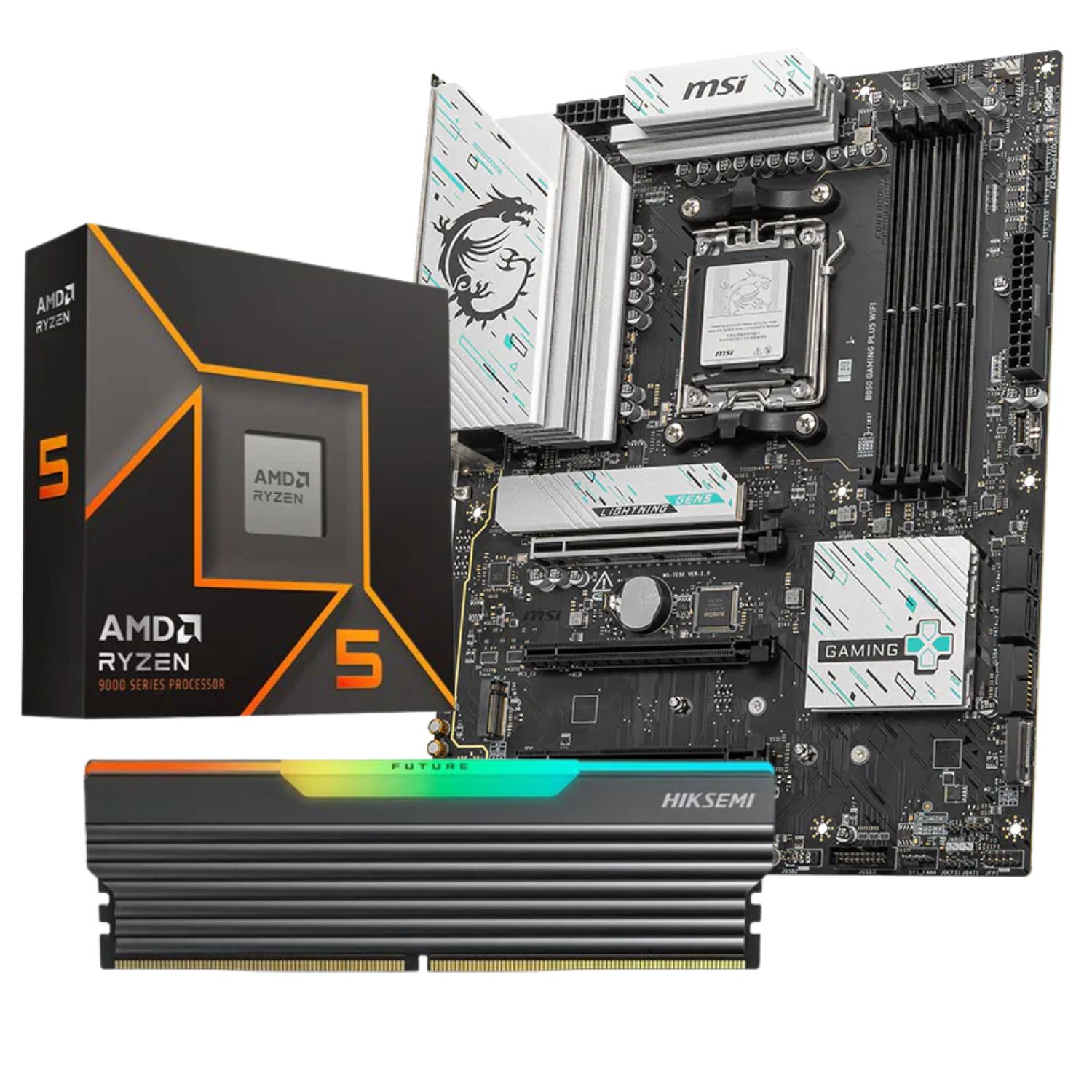 Diseño sin título (3) COMBO BOARD MSI B850 + RYZEN 5 9600X + RAM 16GB 6000MHZ HIKSEMI RGB - Imagen 1