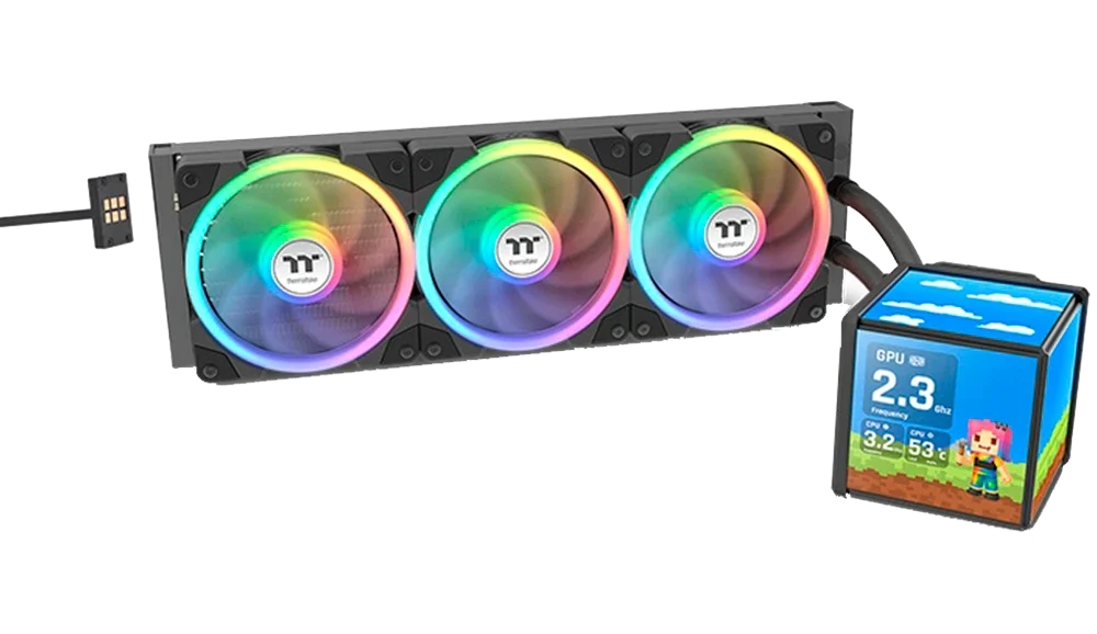 Product_20260609153805749488785.png-3 REFRIGERACION LIQUIDA THERMALTAKE AIO MINECUBE 360 ULTRA ARGB BLANCO Y NEGRO - Imagen 1