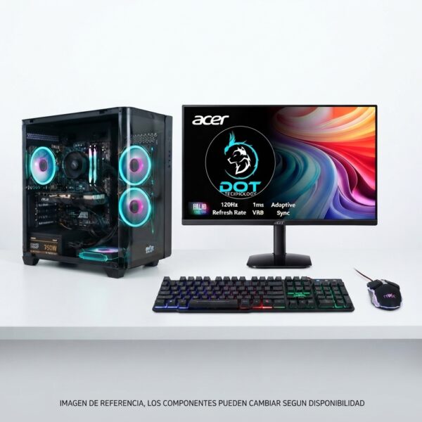 COMPUTADOR DE MESA GAMER DOT RYZEN 5 5600GT + RTX 5060 8GB + 16GB + SSD 512 + MONITOR 23.8" OBSEQUIO TECLADO Y MOUSE