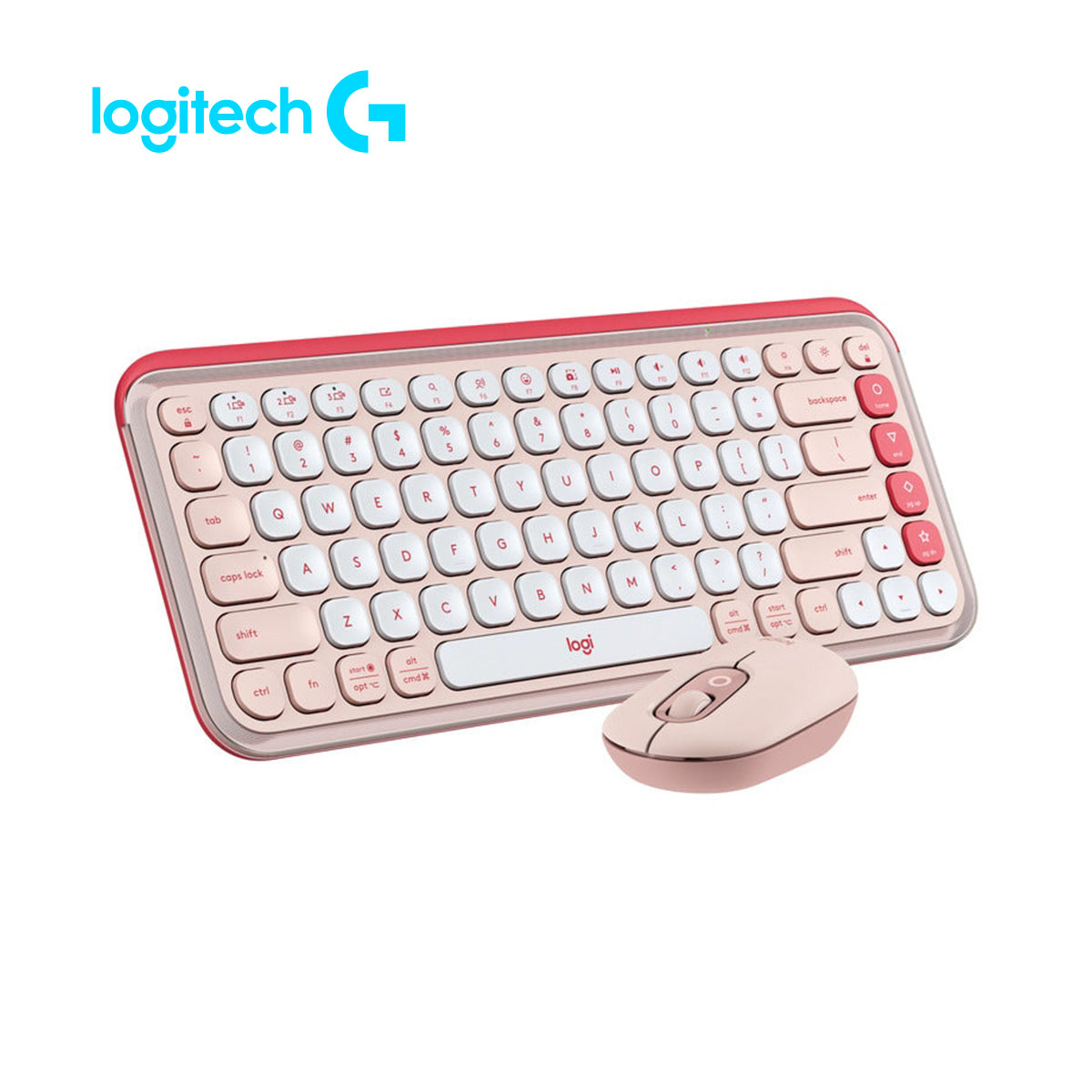 21101_1 COMBO TECLADO Y MOUSE POP ICON LOGITECH ROSA - Imagen 1