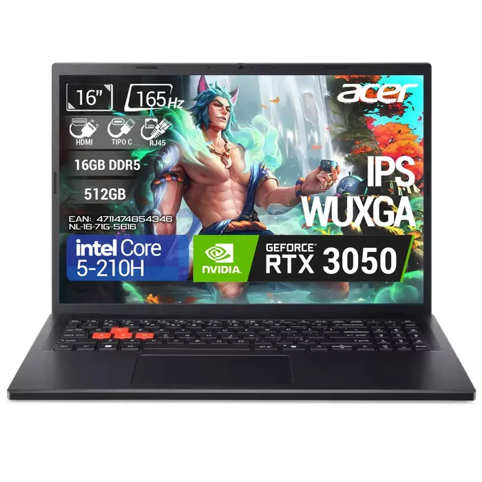 8cec60a5-461e-4a6b-827f-057ed8ce090a PORTATIL GAMER ACER NITRO LITE (NL16-71G-5616) 16" CORE 5 / RTX 3050 6GB / 16GB DDR5 - Imagen 1