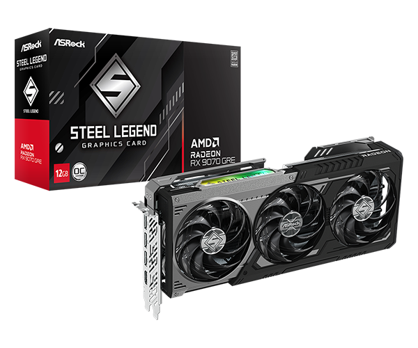 TARJETA DE VIDEO ASROCK RX 9070 GRE STEEL LEGEND DARK 12GB GDDR