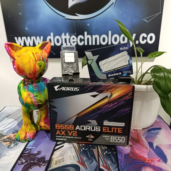 COMBO BOARD B550 AORUS ELITE AX V2 + RYZEN 5700X + 32GB 3200MHZ RAM KIT 2X16 NETAC SHADOW 5