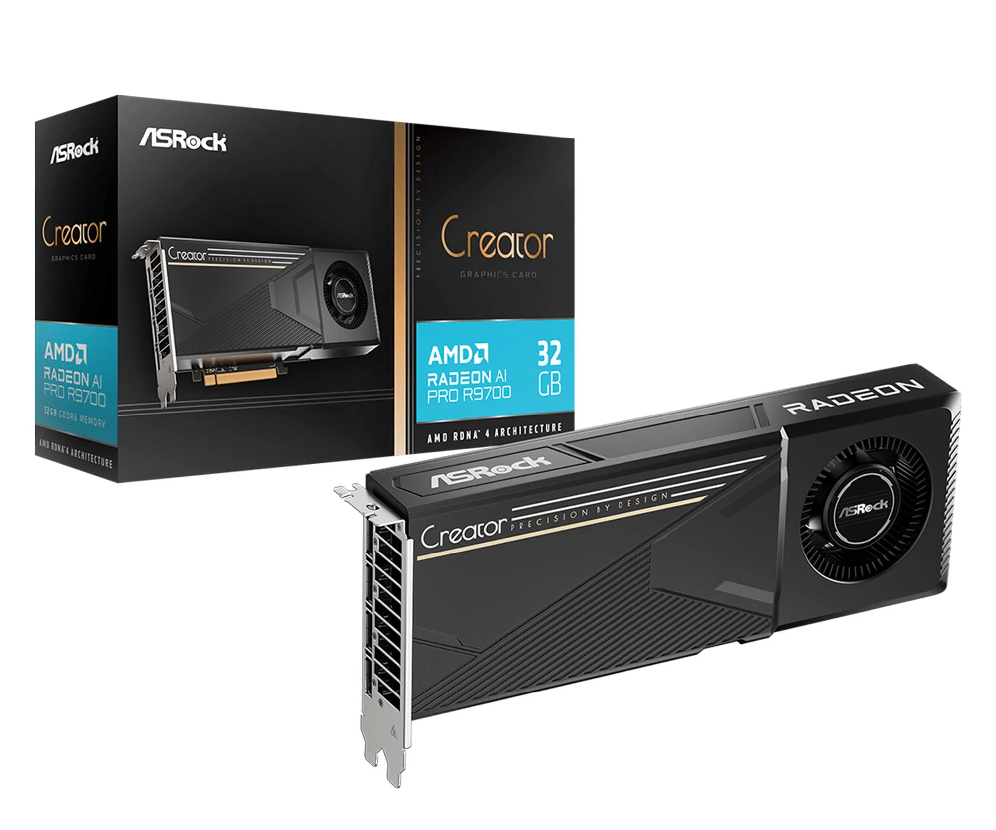 asrock-radeon-ai-pro-r9700-creator-32gb-gddr6-r970-361383 TARJETA DE VIDEO ASROCK AMD RADEON AI PRO R9700 CREATOR 32GB GDDR6 - Imagen 1